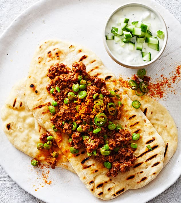 Lamb Keema Curry with Garlic Naan