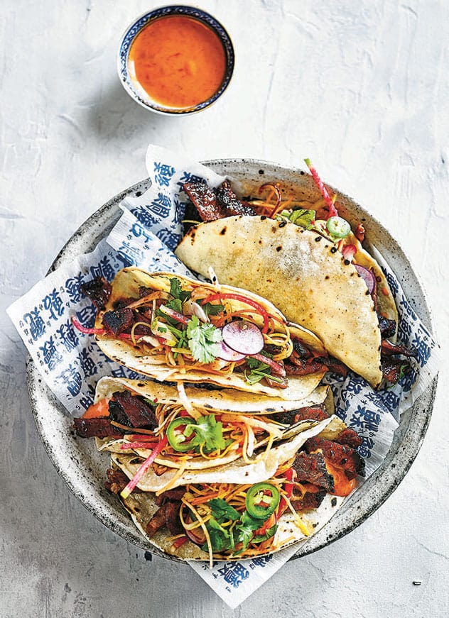 Korean Grilled Steak Tacos with Kimchee Slaw