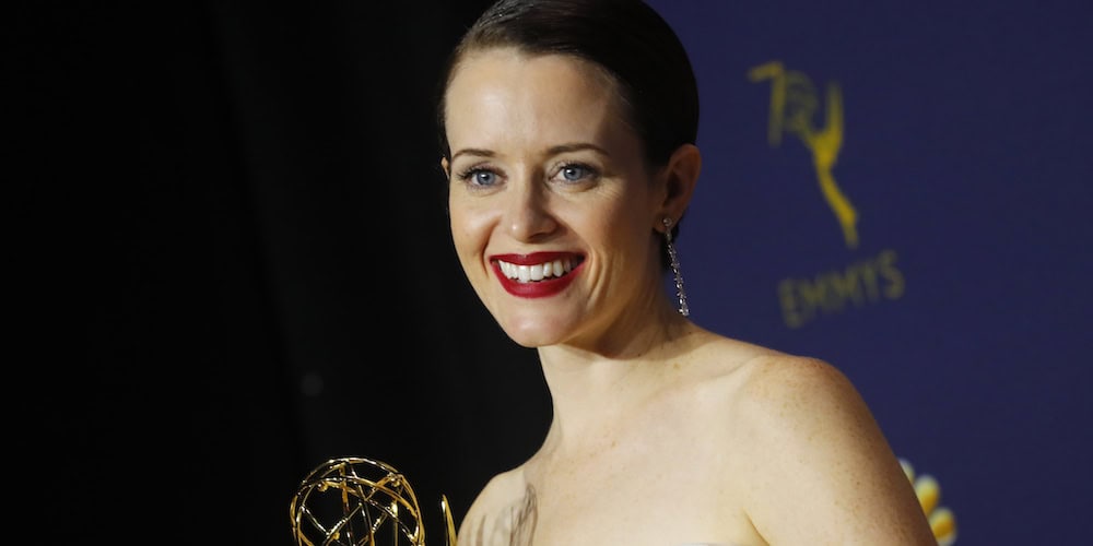 70th Primetime Emmy Awards - Backstage - Los Angeles, California, U.S., 17/09/2018 - Claire Foy poses with her Emmy for Outstanding Lead Actress in a Drama series. REUTERS/Mike Blake - HP1EE9I0AF6WK