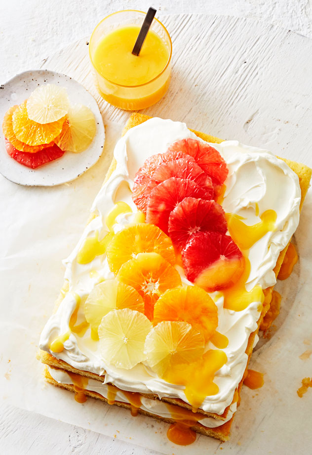 Lemon Slab Cake with Citrus Curd and Cream