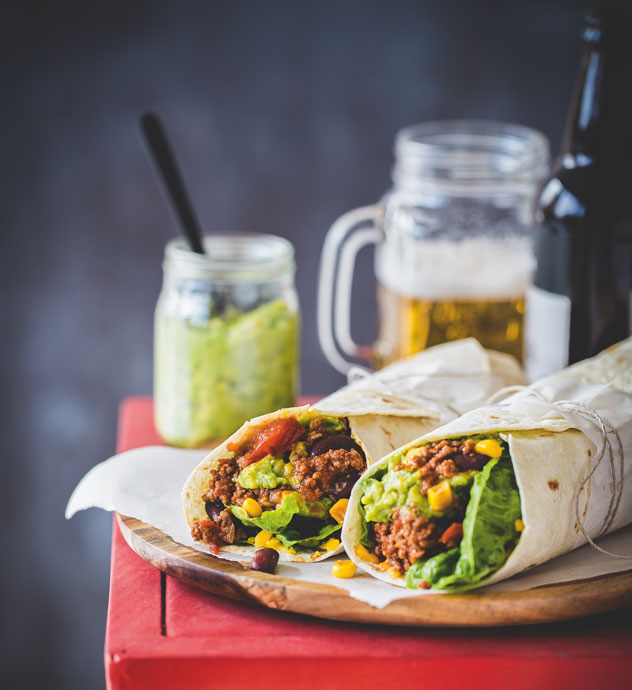Spicy Burritos With Mince, Avocado & Beans