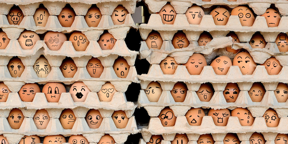 Faces on the eggs. Difference faces living together - Diversity concept