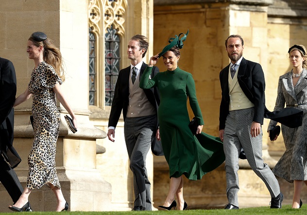 Philippa Matthews (Middleton) and James Middleton arrive to attend the wedding of Britain's Princess Eugenie of York to Jack Brooksbank at St George's Chapel. Adrian Dennis/Pool via REUTERS