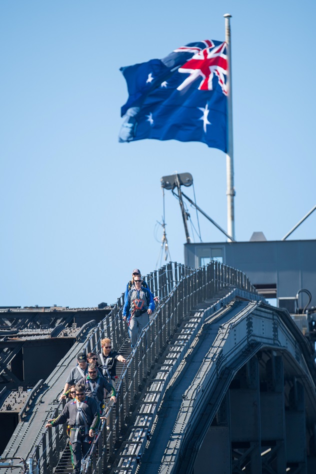 Britain's Prince Harry, the Duke of Sussex climbs the Sydney Harbour Bridge with Prime Minister of Australia Scott Morrison and Invictus Games competitors on the fourth day of the Duke and Duchess of Sussex's visit to Australia Thursday October 18, 2018. Dominic Lipinski /Pool via REUTERS - RC1CED1ECB30