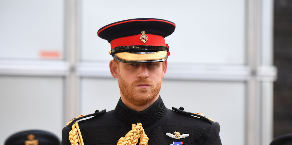 Britain's Prince Harry, the Duke of Sussex, pays his respects after laying a cross at the Field of Remembrance at Westminster Abbey in London, Britain, November 8, 2018. Jeremy Selwyn/Pool via REUTERS 