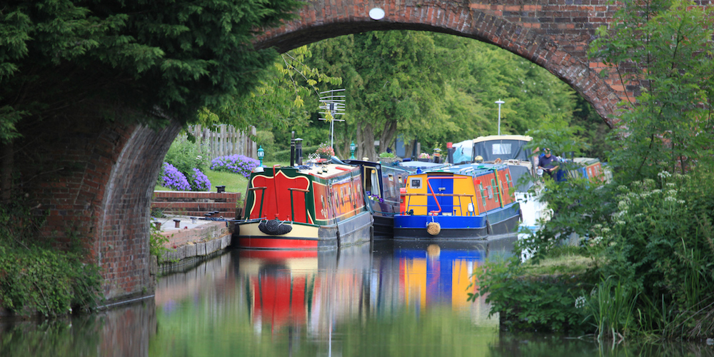 Narrow boats or Canal Boats on English water ways