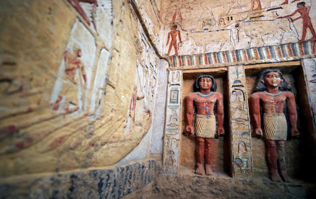 Statues are seen inside inside the newly-discovered tomb of 'Wahtye', which dates from the rule of King Neferirkare Kakai, at the Saqqara area near its necropolis, in Giza, Egypt, December 15, 2018. REUTERS/Mohamed Abd El Ghany 