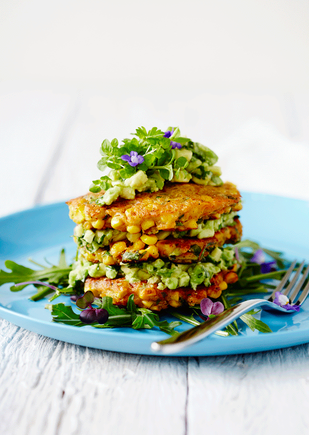Corn Fritters with Avocado Salsa