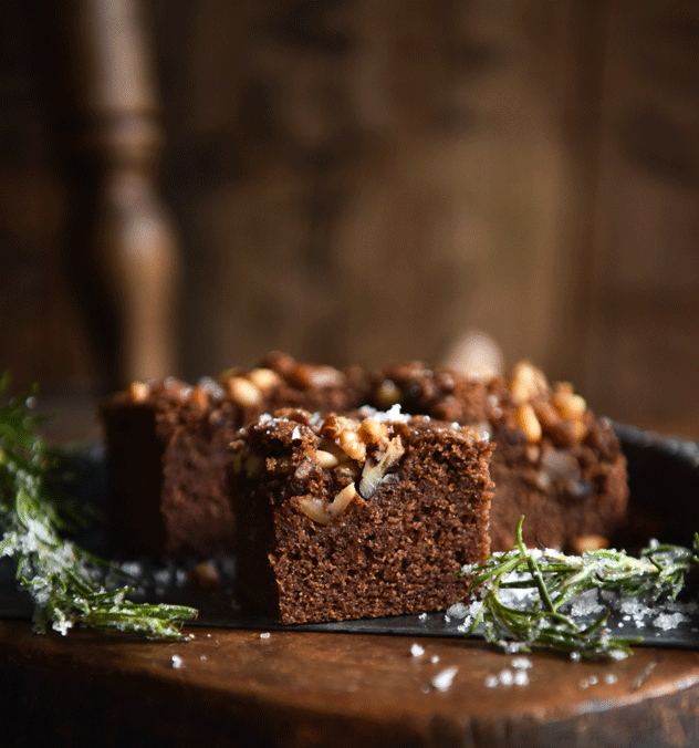 Fluffy Gingerbread Cake With Pine Nut & Pecan Streusel