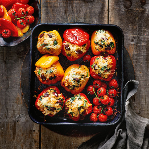 Orzo-Stuffed Capsicums with Basil & Tomatoes