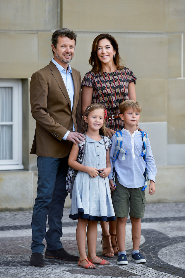 Danish Crown Prince Frederik and Crown Princess Mary with their twins Prince Vincent and Princess Josephine on the siblings' first day of school in 2017. REUTERS 