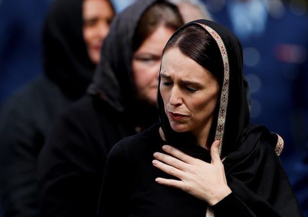New Zealand's Prime Minister Jacinda Ardern leaves after the Friday prayers at Hagley Park outside Al-Noor mosque in Christchurch, New Zealand March 22, 2019. Photo Credit: REUTERS/Jorge Silva