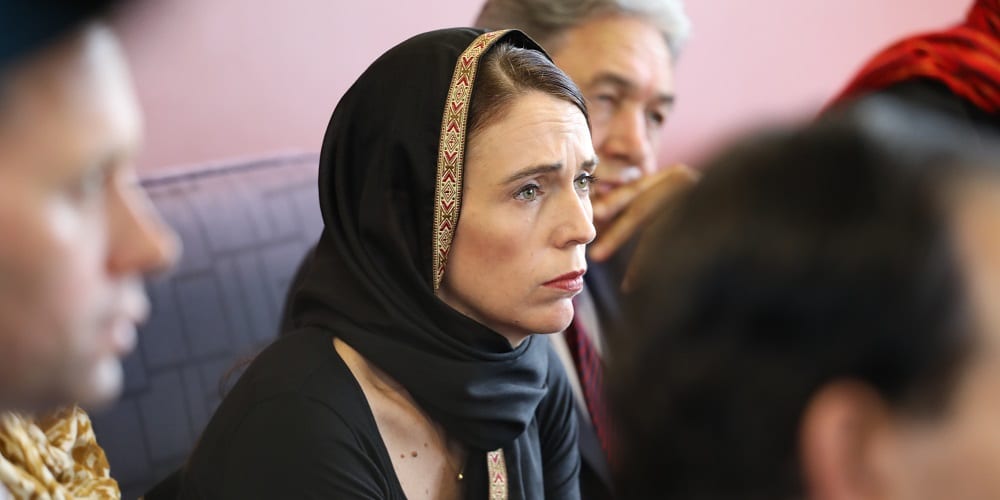 CHRISTCHURCH, NEW ZEALAND - MARCH 16: In this handout photo provided by the Office of the Prime Minister of New Zealand, New Zealand Prime Minister Jacinda Ardern meets with Muslim community representatives on March 16, 2019 in Christchurch, New Zealand. At least 49 people are confirmed dead, with more than 40 people injured following attacks on two mosques in Christchurch on Friday afternoon. 41 of the victims were killed at Al Noor Mosque on Deans Avenue and seven died at Linwood mosque. Another victim died later in Christchurch hospital. Three people are in custody over the mass shootings. An Australian man has been charged with murder and will appear in court today.  (Photo by the Office of the Prime Minister of New Zealand via Getty Images)