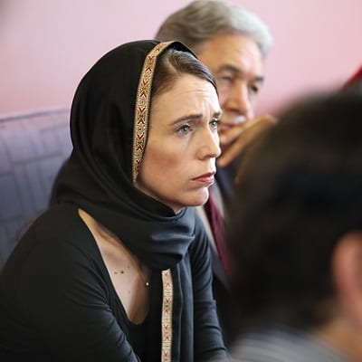 CHRISTCHURCH, NEW ZEALAND - MARCH 16: In this handout photo provided by the Office of the Prime Minister of New Zealand, New Zealand Prime Minister Jacinda Ardern meets with Muslim community representatives on March 16, 2019 in Christchurch, New Zealand. At least 49 people are confirmed dead, with more than 40 people injured following attacks on two mosques in Christchurch on Friday afternoon. 41 of the victims were killed at Al Noor Mosque on Deans Avenue and seven died at Linwood mosque. Another victim died later in Christchurch hospital. Three people are in custody over the mass shootings. An Australian man has been charged with murder and will appear in court today.  (Photo by the Office of the Prime Minister of New Zealand via Getty Images)