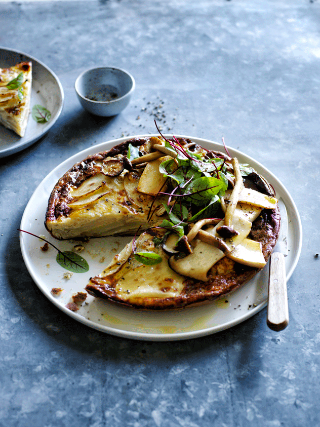 Spanish Potato & Blue Cheese Tortilla with Buttery Mushrooms Recipe 