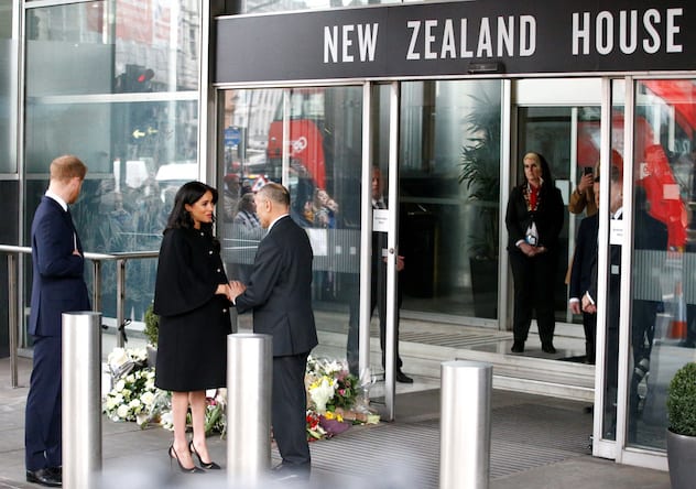 Britain's Prince Harry and Meghan, Duchess of Sussex visit the New Zealand House to sign the book of condolence on behalf of the Royal Family in London, Britain March 19, 2019. REUTERS/Henry Nicholls - RC13D1E9E310