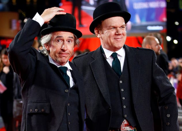 Actors John C. Reilly and Steve Coogan arrive at the world premiere of "Stan and Ollie" during the London Film Festival, in London, Britain October 21, 2018. Photo Credit: REUTERS/Henry Nicholls