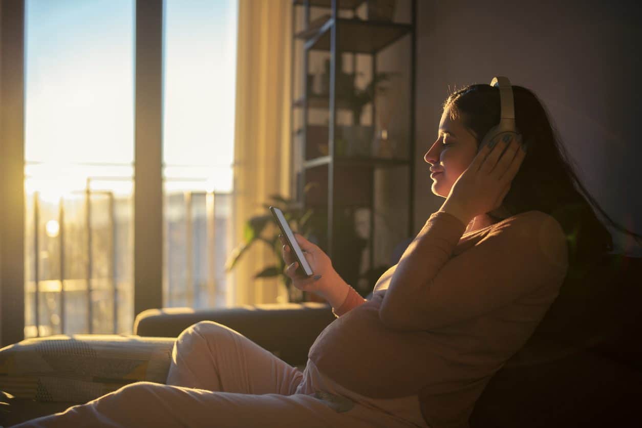 listening to music at sunrise