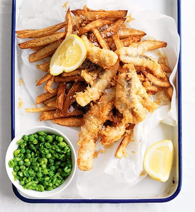 Beer Battered Fish and Chips with Mushy Peas