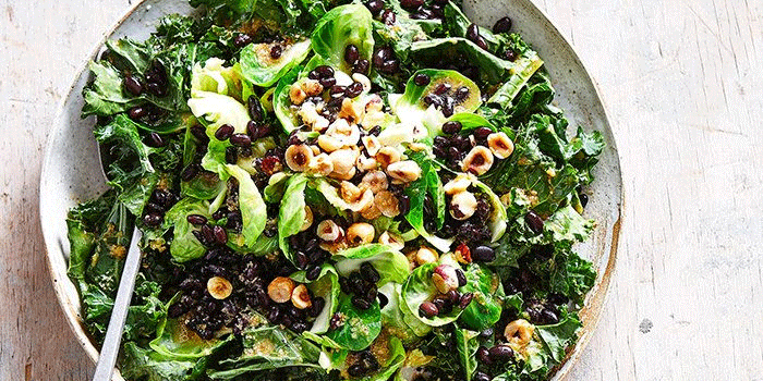 Kale and Beluga Lentil Salad with Orange Miso Dressing