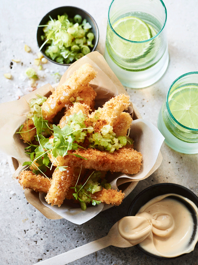 Haloumi Fries with Comeback Sauce & Celery & Pickle Relish