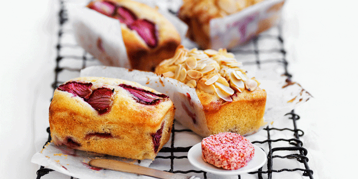 Strawberry and  Almond Loaves with Strawberry Butter
