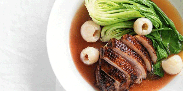 Chinese-Style Duck  with Lychees