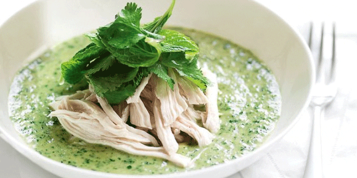 Steamed Chicken Breast  in Herb Curry Sauce