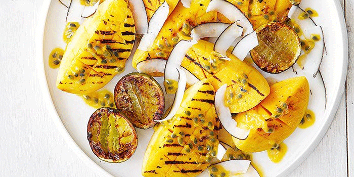 Barbecued Mango with Passionfruit Yoghurt