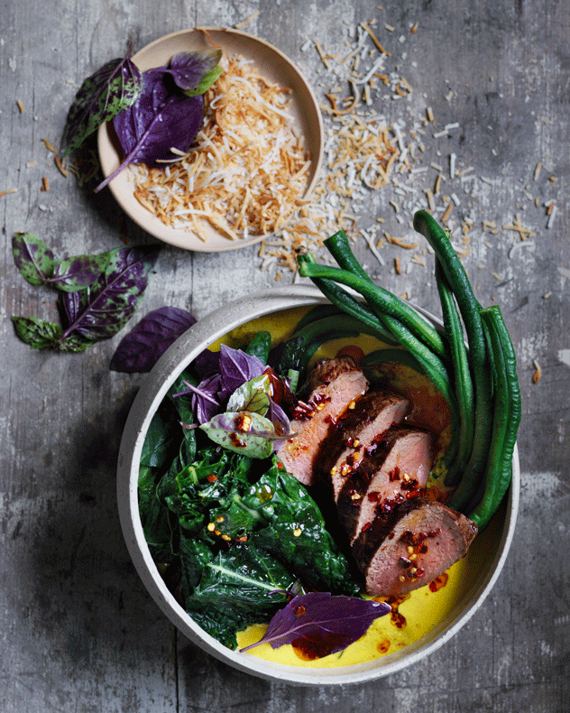 Seared Venison with Spicy Coconut, Turmeric & Ginger Curry Recipe