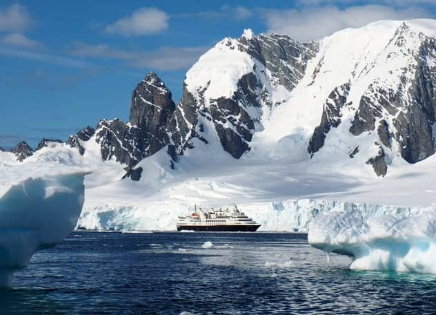 The Silver Explorer among the rocky, icy and eerie Antarctic landscape. PAMELA WADE