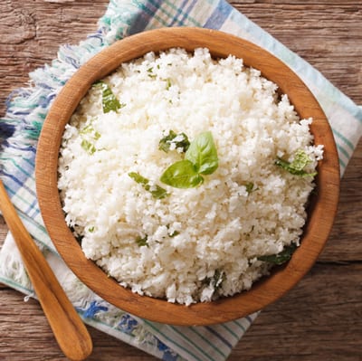 Caulifower 'rice' is super-easy to make and is far, far healthier than its starchy alternative. ISTOCK