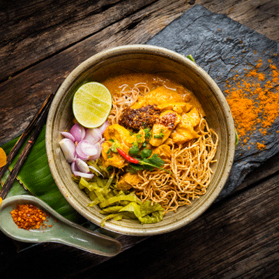 Khao Soi Northern Style Curried Noodle Soup with Chicken