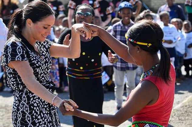 The dancing Duchess: The biggest cheers were for Meghan's dancing. REUTERS