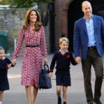 Britain's Princess Charlotte arrives for her first day at school accompanied by her mother Catherine, Duchess of Cambridge, father Prince William, Duke of Cambridge, and brother Prince George, attends her first day of school at Thomas's Battersea in London, Britain September 5, 2019. Aaron Chown/Pool via REUTERS - RC1A72E21400