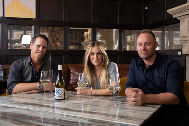 Sarah Jessica Parker blended her wine in New York with the help of Invivo co-founders Rob Cameron and Tim Lightbourne. ANNE WATKINS