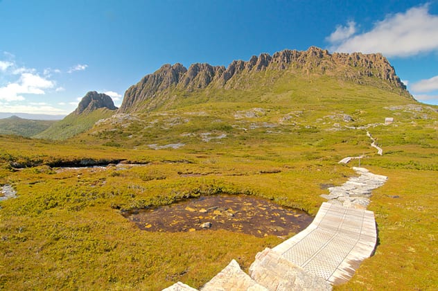 Overland Track walkers are rewarded with views such as this of Cradle Mountain. ISTOCK