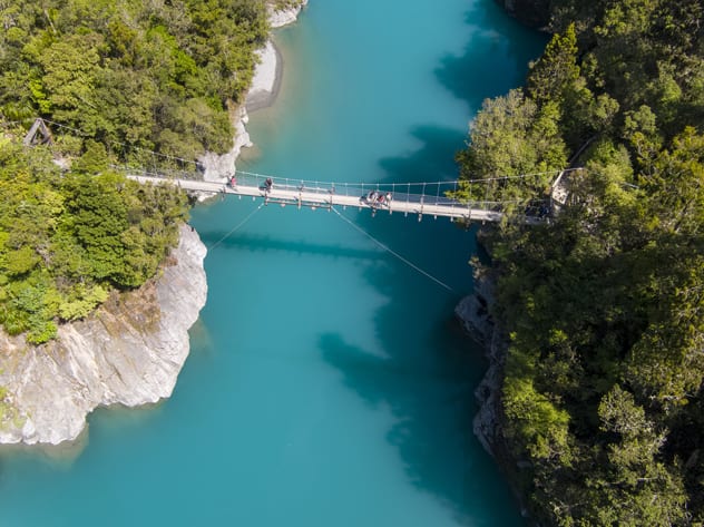 With its vivid glacial blue water, Hokitika Gorge is the stuff of picture postcards.