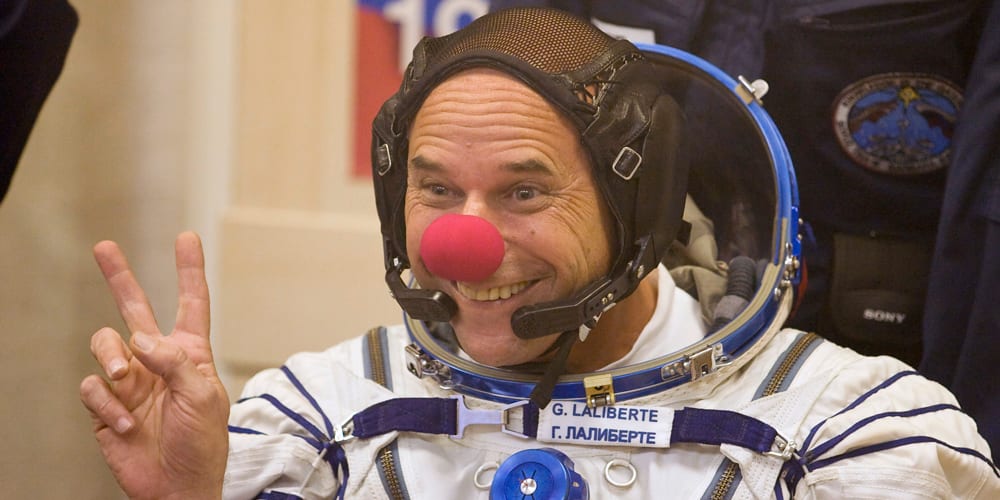 Billionaire and Cirque du Soleil founder Guy Laliberte about to embark on his visit to the International Space Station in 2009. REUTERS