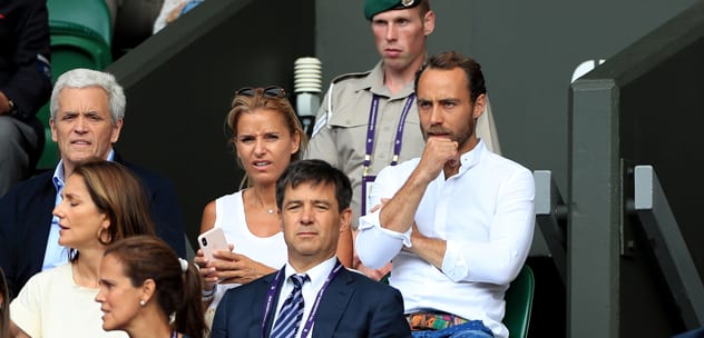 James and Alizee took their seats at Centre Court for their first public outing. REUTERS