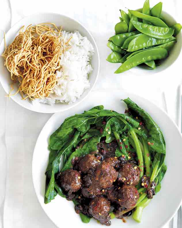 Beef Mince Balls with Chinese Broccoli & Black Bean Sauce Recipe