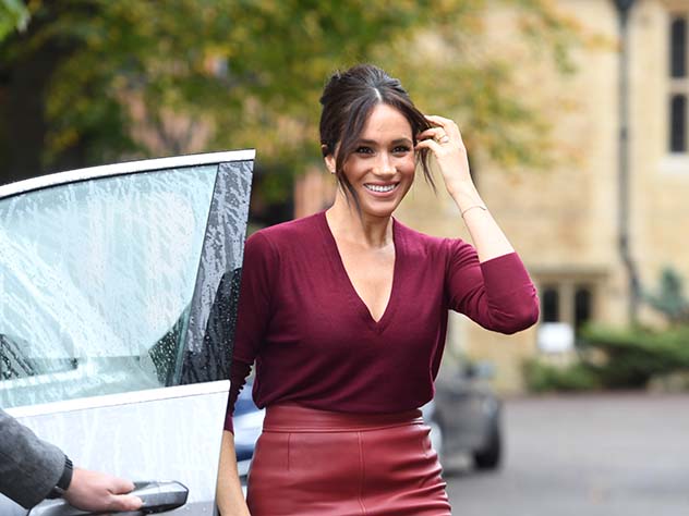 The Duchess of Sussex, arrives for a roundtable discussion on gender equality with The Queen's Commonwealth Trust (QCT) and One Young World at Windsor Castle, Windsor, Britain October 25, 2019. Image: Reuters