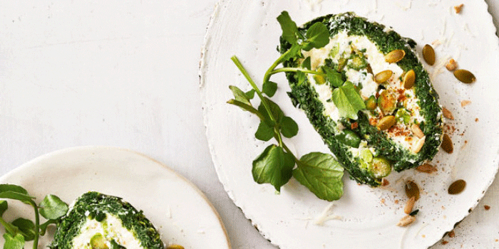 Spinach Roulade with Ricotta & Asparagus