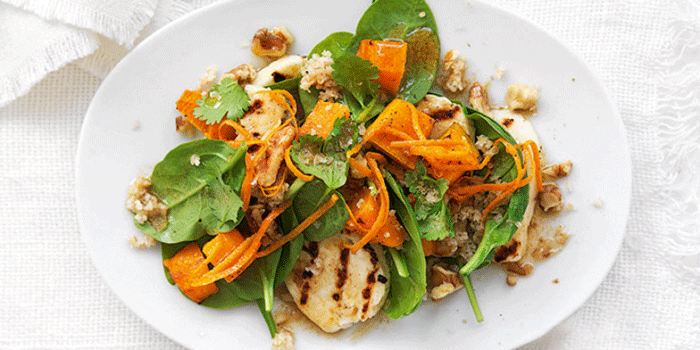 Roasted Pumpkin  & Burghul Salad with Chargrilled Haloumi