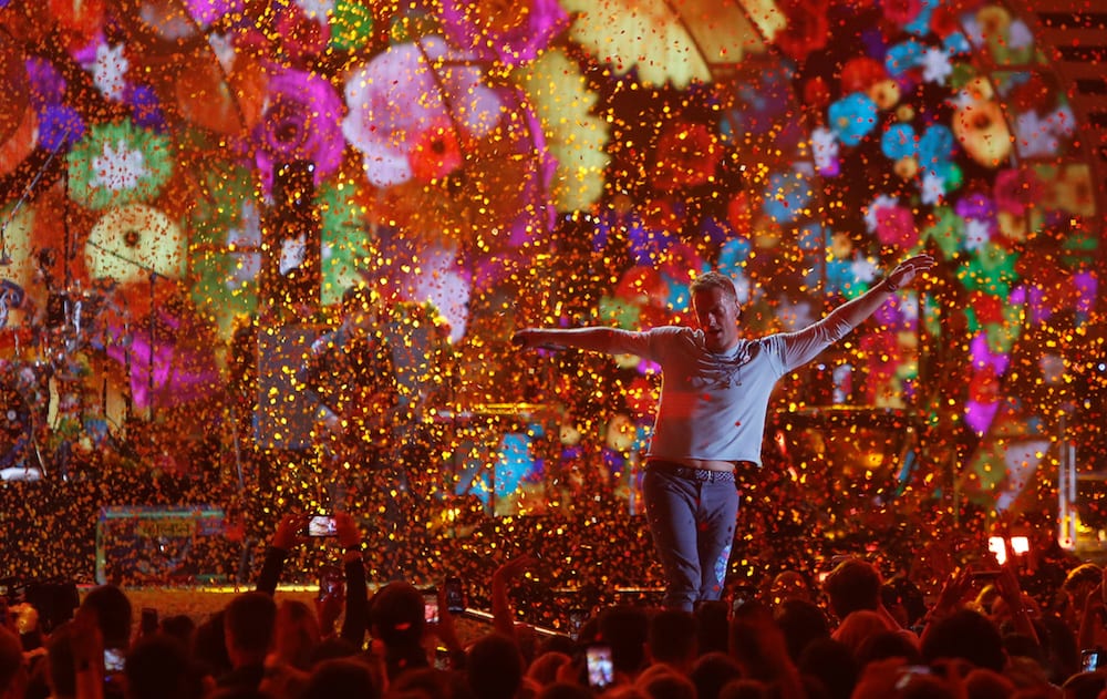 Coldplay lead singer Chris Martin performs during the iHeartRadio Music Festival 