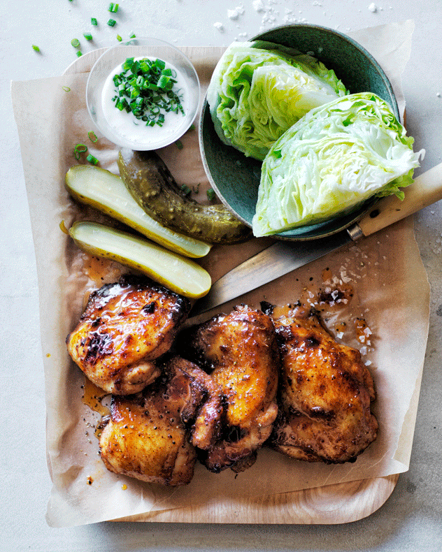 Pickle-Brined Chicken with Wedge Salad & Butter Sauce Recipe