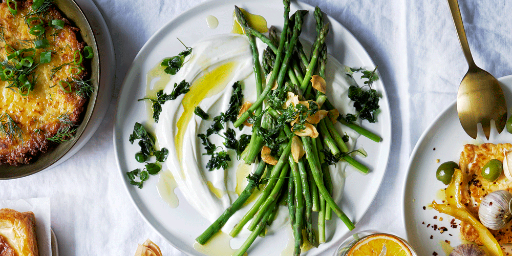 Asparagus with Whipped Ricotta, Lemon Oil & Crispy Herbs Recipe