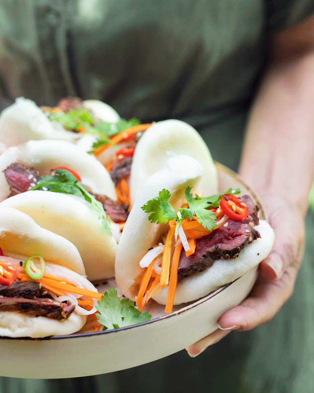 Bao Buns with Venison Steaks and Pickled Daikon Recipe