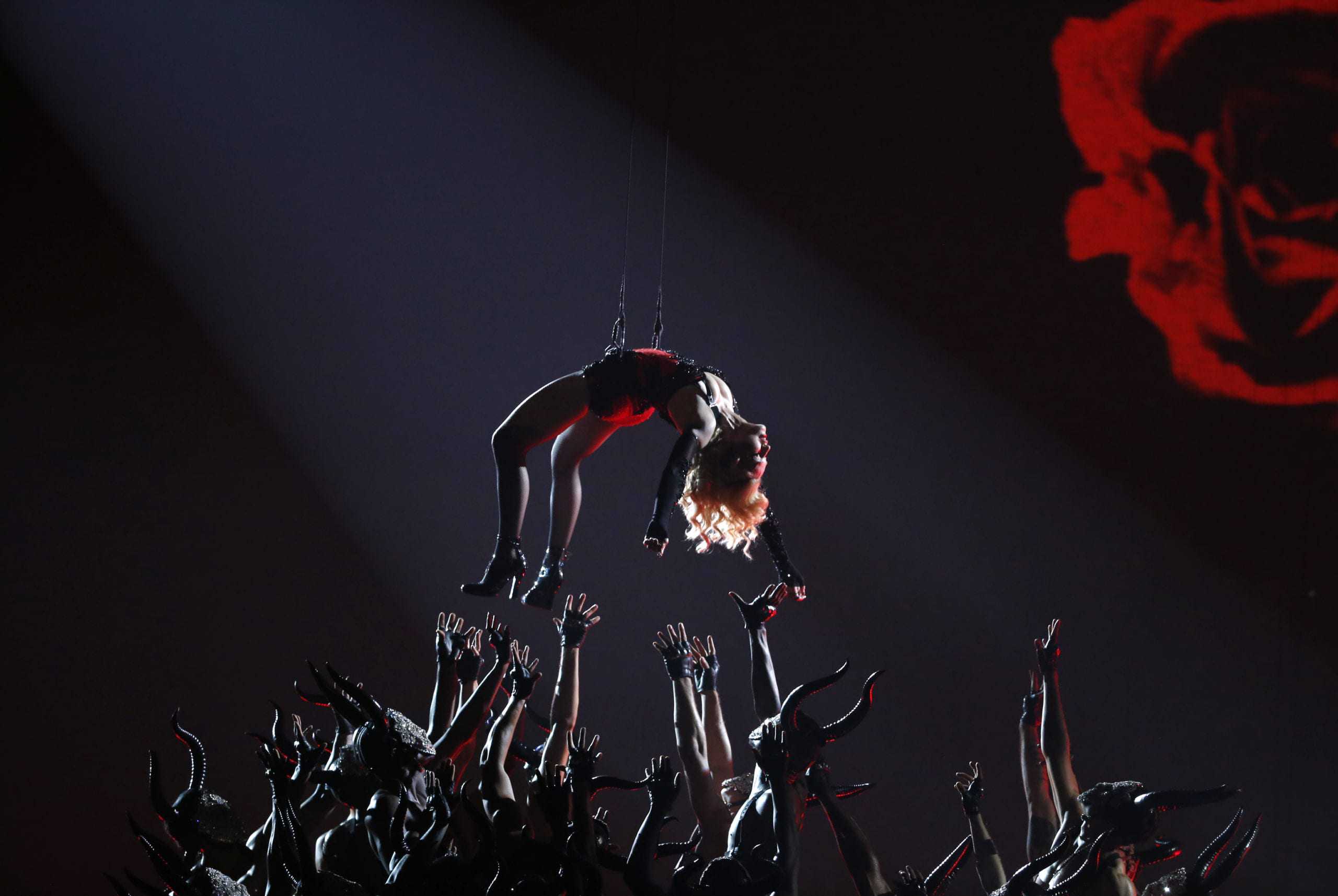 Madonna performs "Living for Love" at the 57th annual Grammy Awards in Los Angeles, California February 8, 2015.    REUTERS/Lucy Nicholson