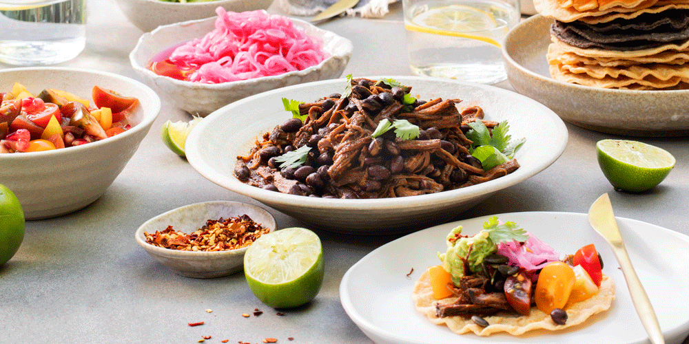 Slow Cooked Beef Brisket Tostadas with Pickled Red Onions Recipe